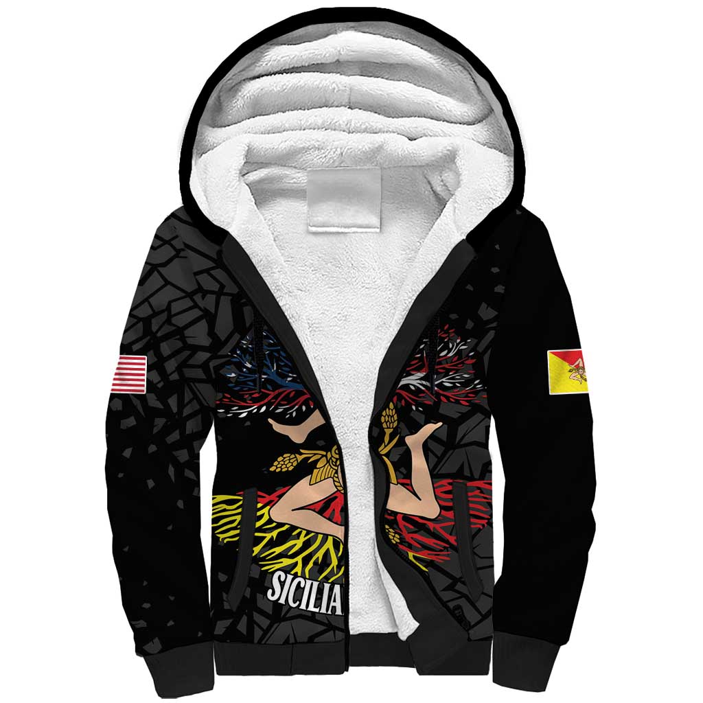 Personalized Sicilian Roots American Heritage Month Sherpa Hoodie - Wonder Print Shop