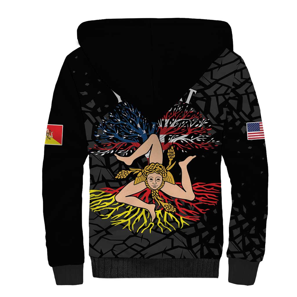 Personalized Sicilian Roots American Heritage Month Sherpa Hoodie - Wonder Print Shop