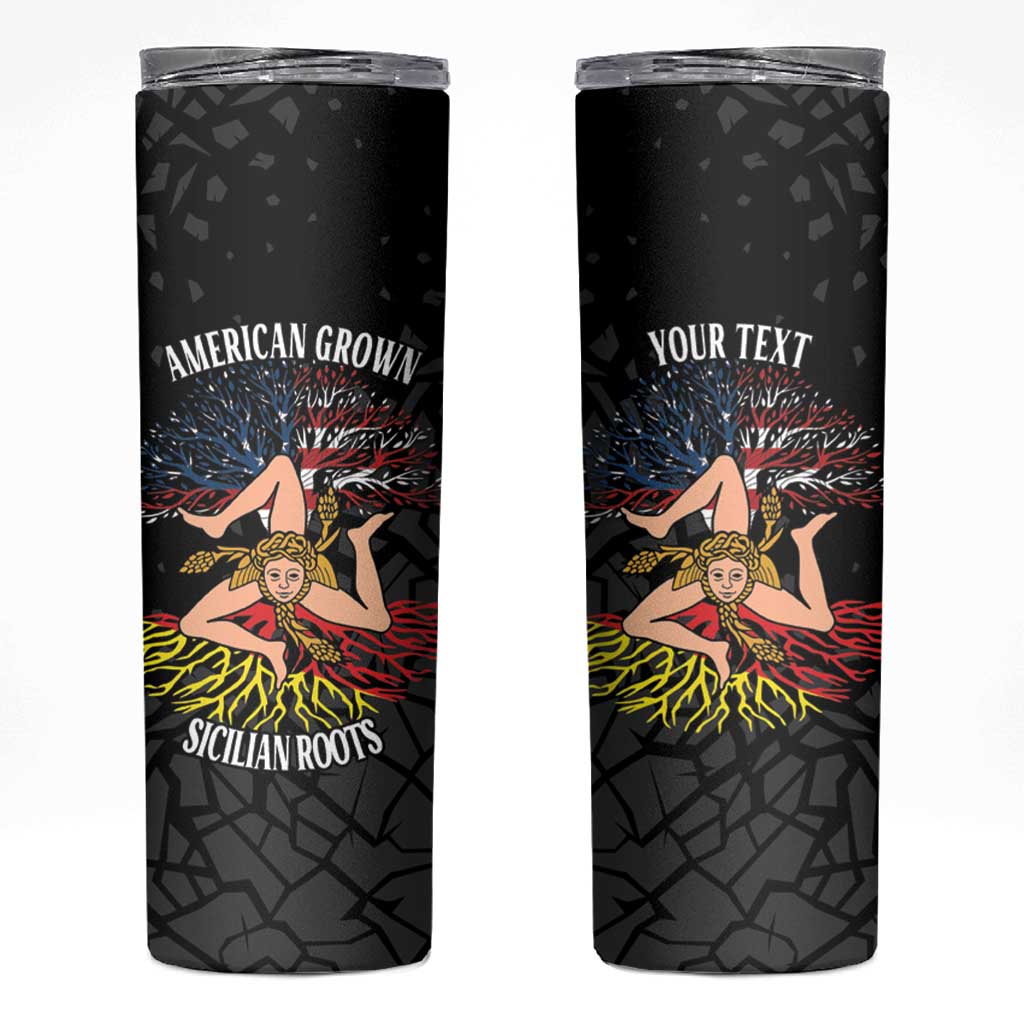 Personalized Sicilian Roots American Heritage Month Skinny Tumbler - Wonder Print Shop