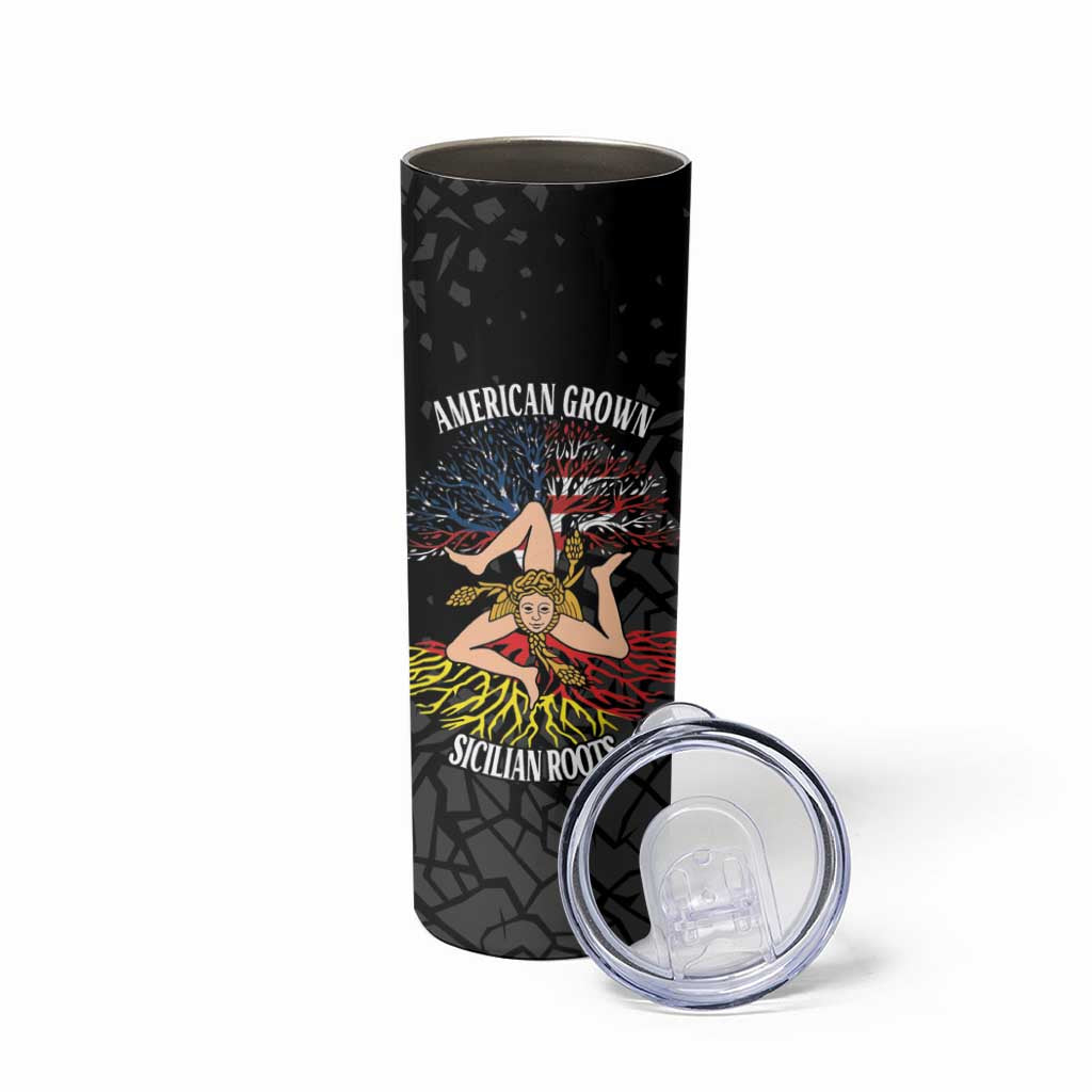 Personalized Sicilian Roots American Heritage Month Skinny Tumbler - Wonder Print Shop
