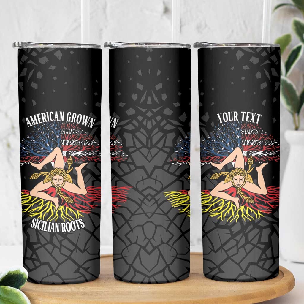 Personalized Sicilian Roots American Heritage Month Skinny Tumbler - Wonder Print Shop