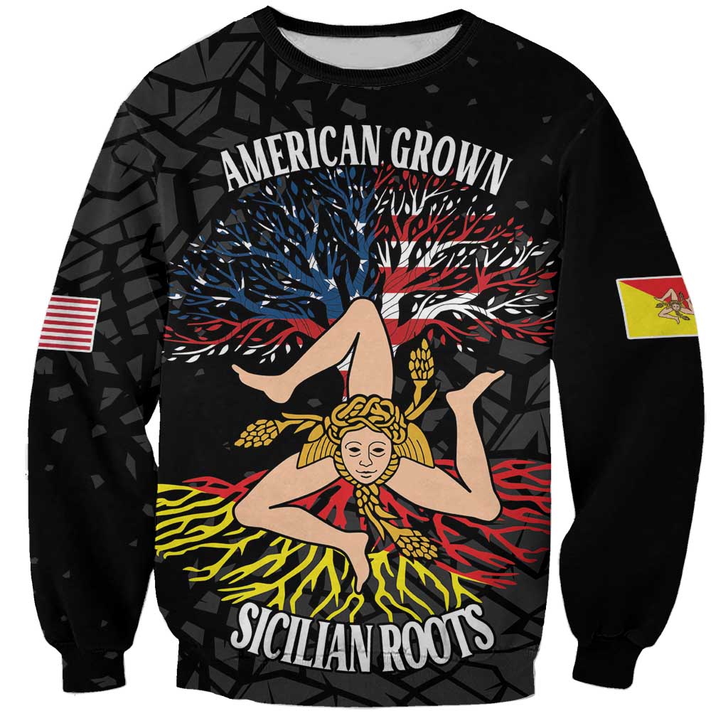 Personalized Sicilian Roots American Heritage Month Sweatshirt - Wonder Print Shop