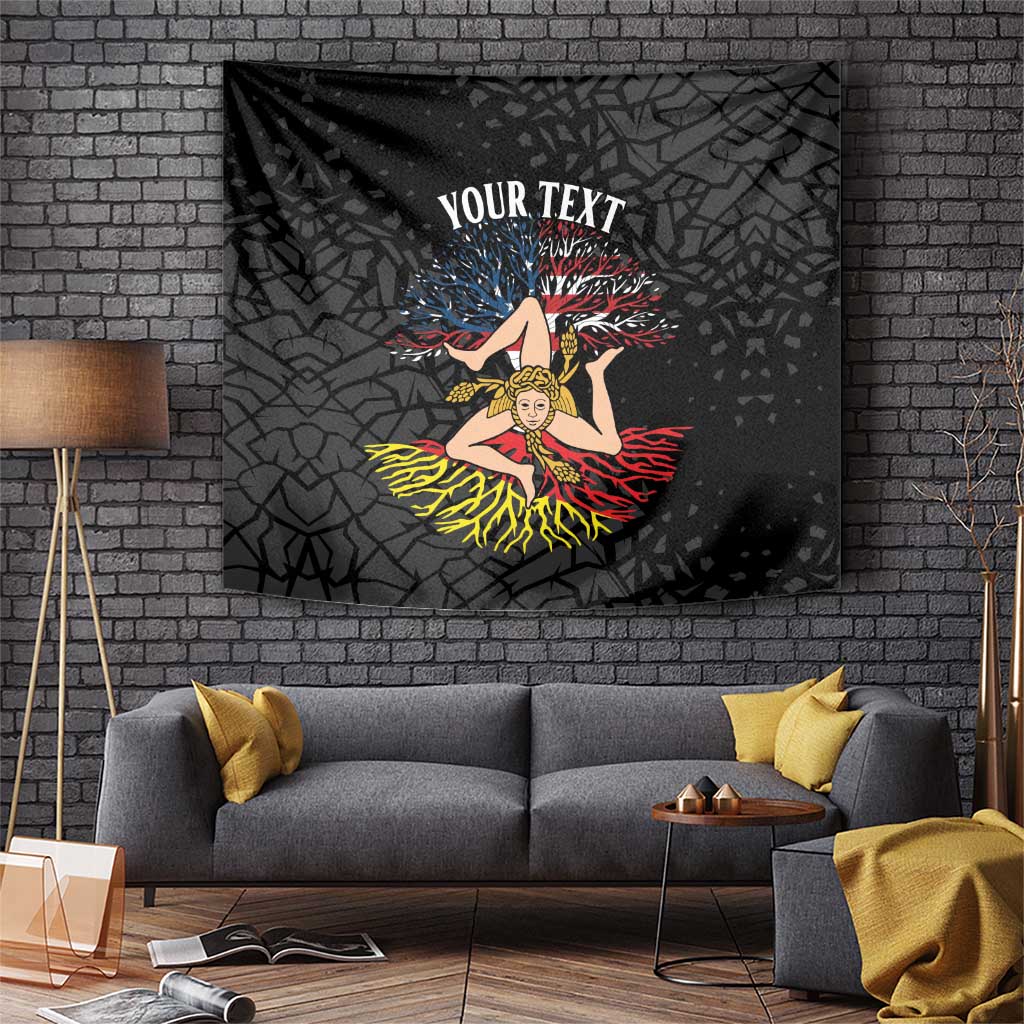 Personalized Sicilian Roots American Heritage Month Tapestry - Wonder Print Shop