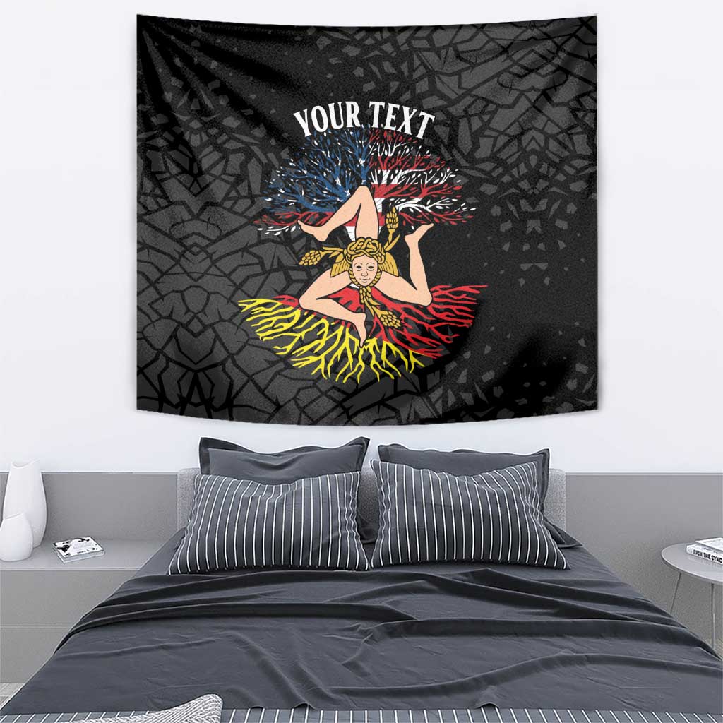 Personalized Sicilian Roots American Heritage Month Tapestry - Wonder Print Shop