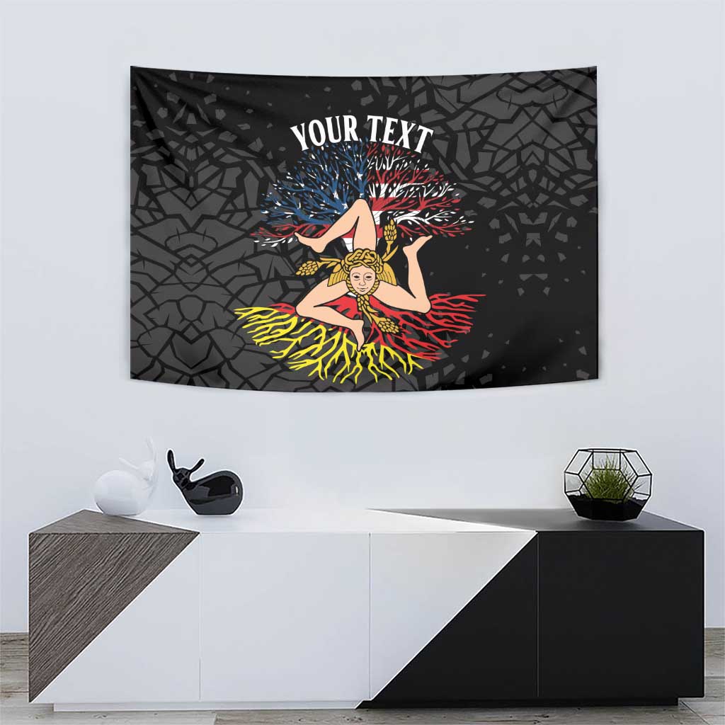 Personalized Sicilian Roots American Heritage Month Tapestry - Wonder Print Shop