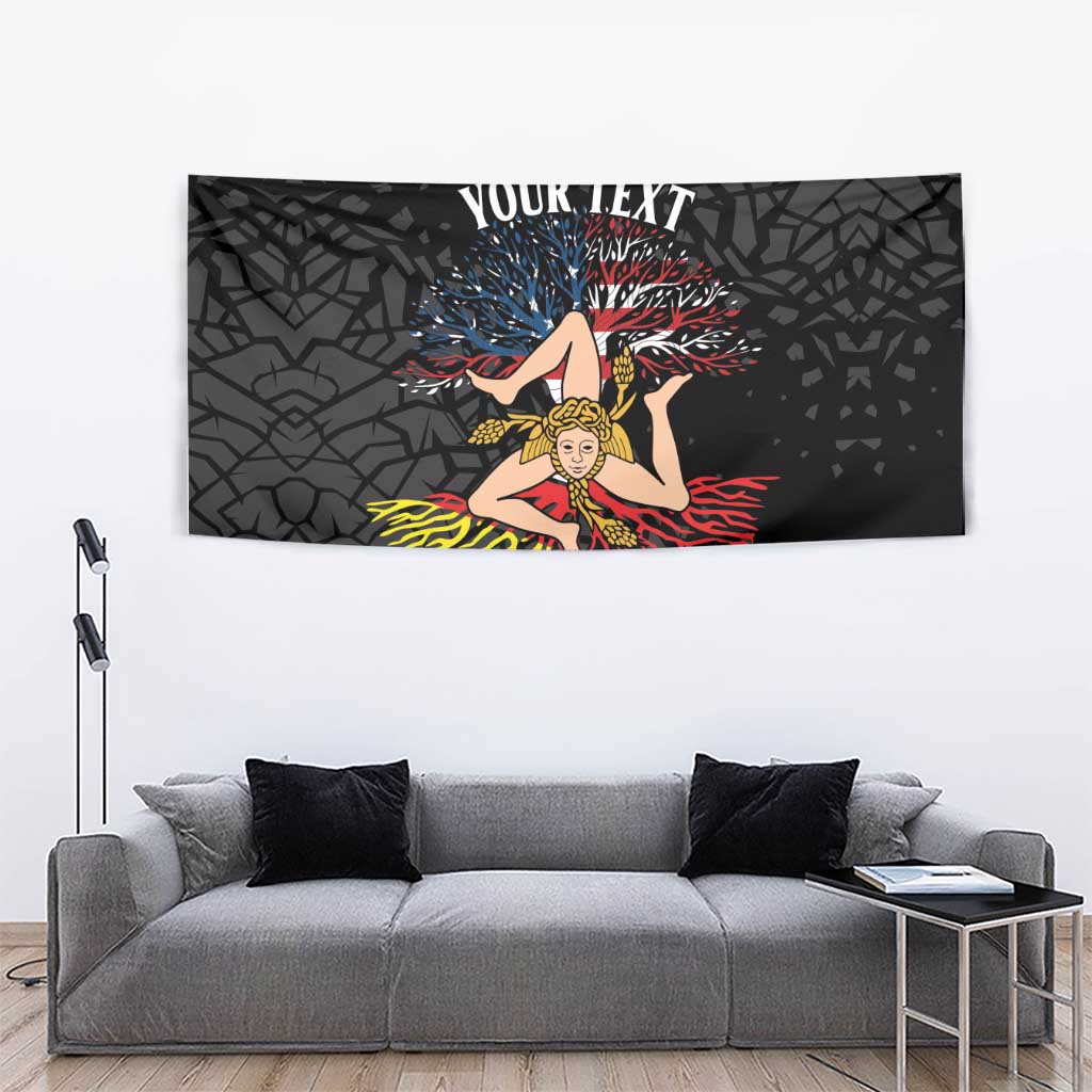 Personalized Sicilian Roots American Heritage Month Tapestry - Wonder Print Shop