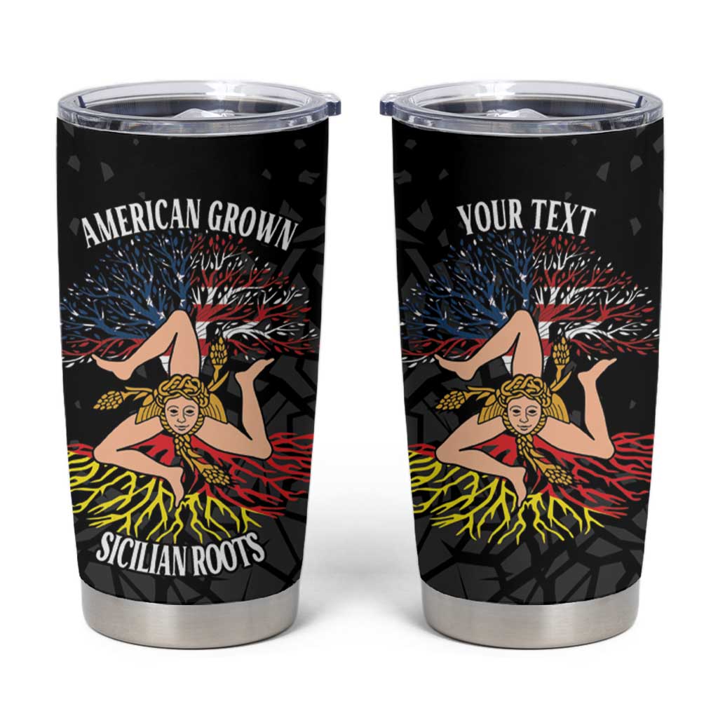 Personalized Sicilian Roots American Heritage Month Tumbler Cup - Wonder Print Shop