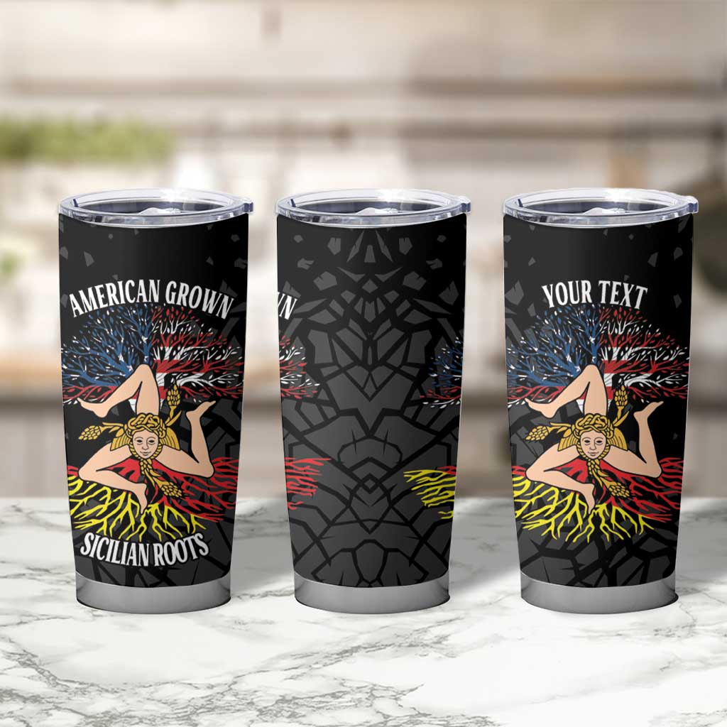 Personalized Sicilian Roots American Heritage Month Tumbler Cup - Wonder Print Shop
