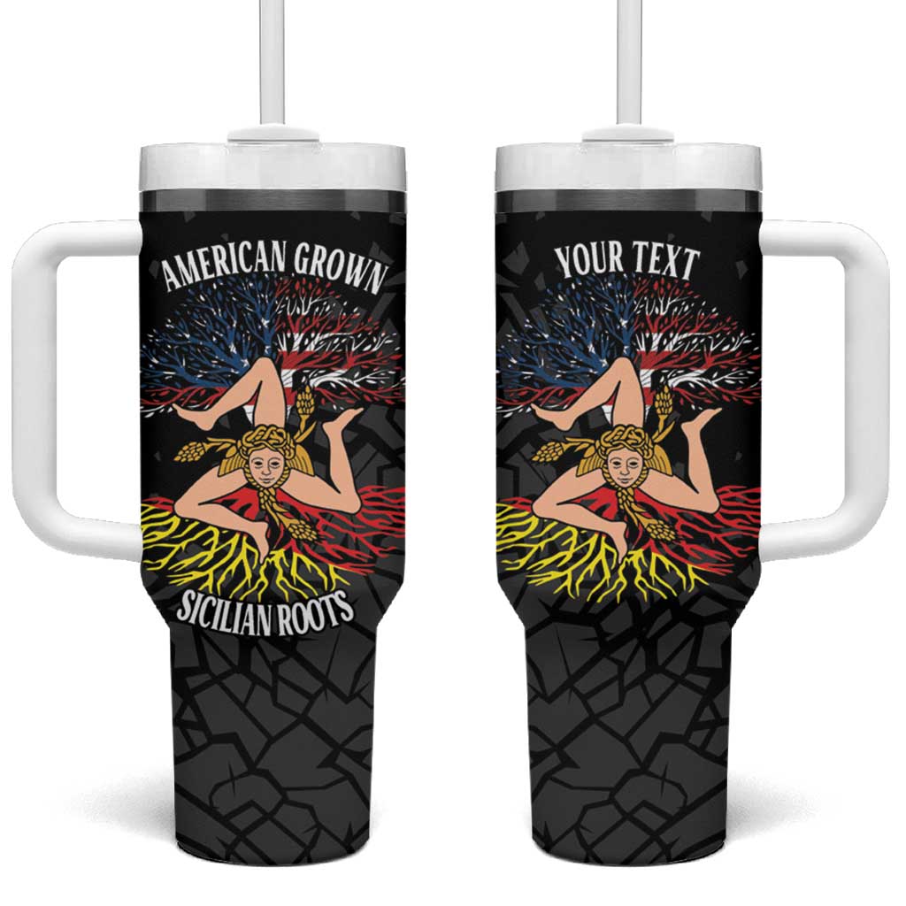 Personalized Sicilian Roots American Heritage Month Tumbler With Handle - Wonder Print Shop