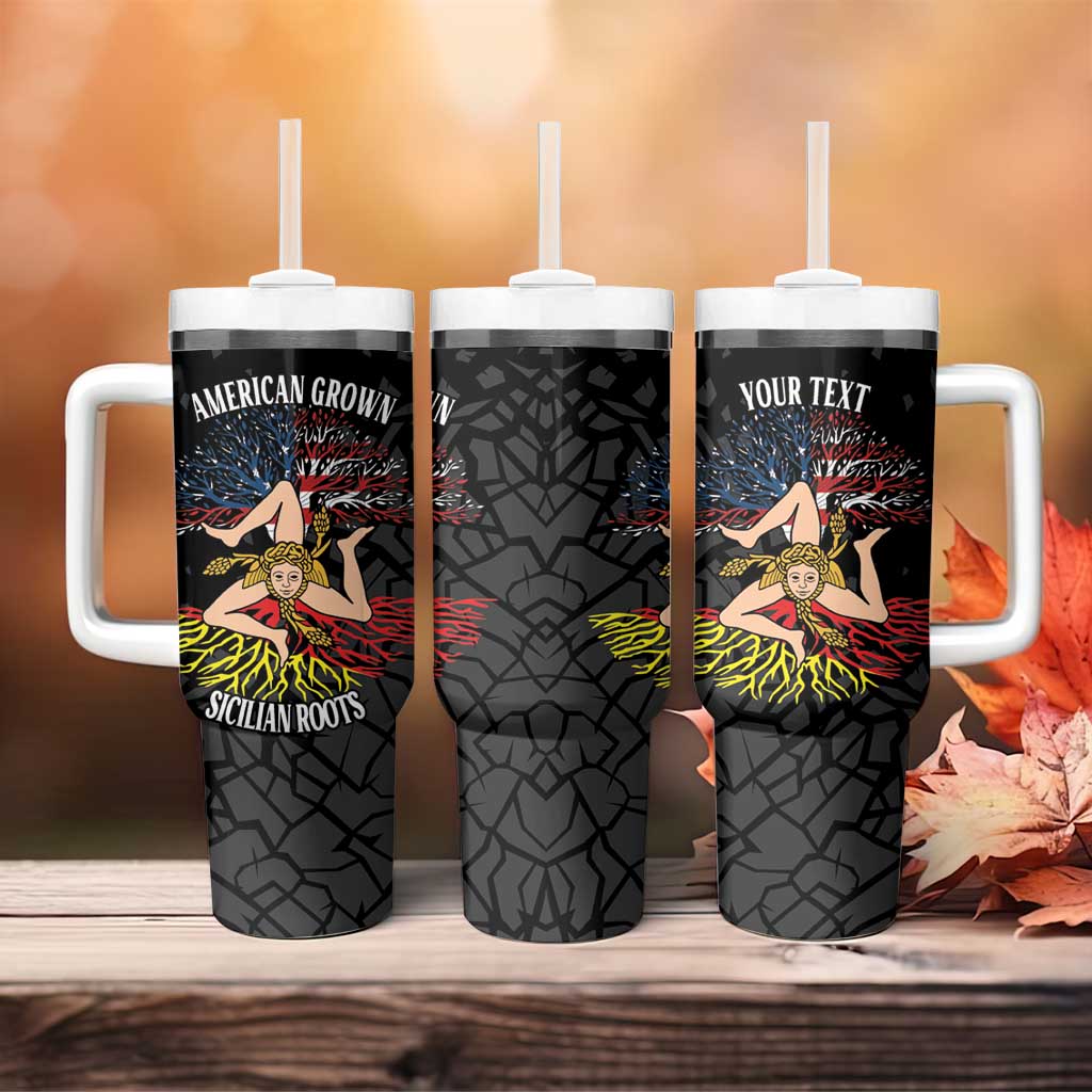 Personalized Sicilian Roots American Heritage Month Tumbler With Handle - Wonder Print Shop