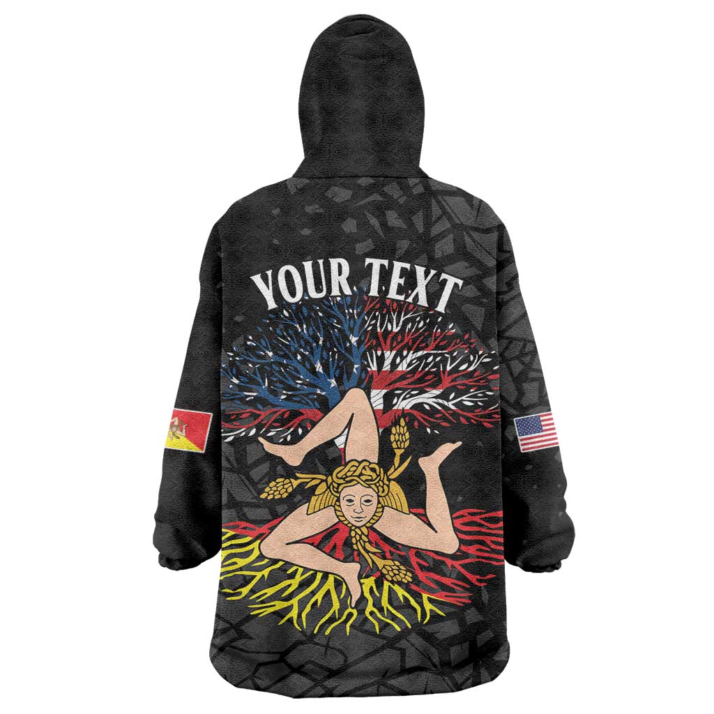 Personalized Sicilian Roots American Heritage Month Wearable Blanket Hoodie - Wonder Print Shop