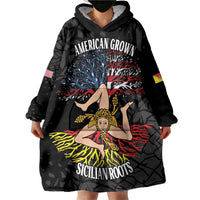 Personalized Sicilian Roots American Heritage Month Wearable Blanket Hoodie - Wonder Print Shop