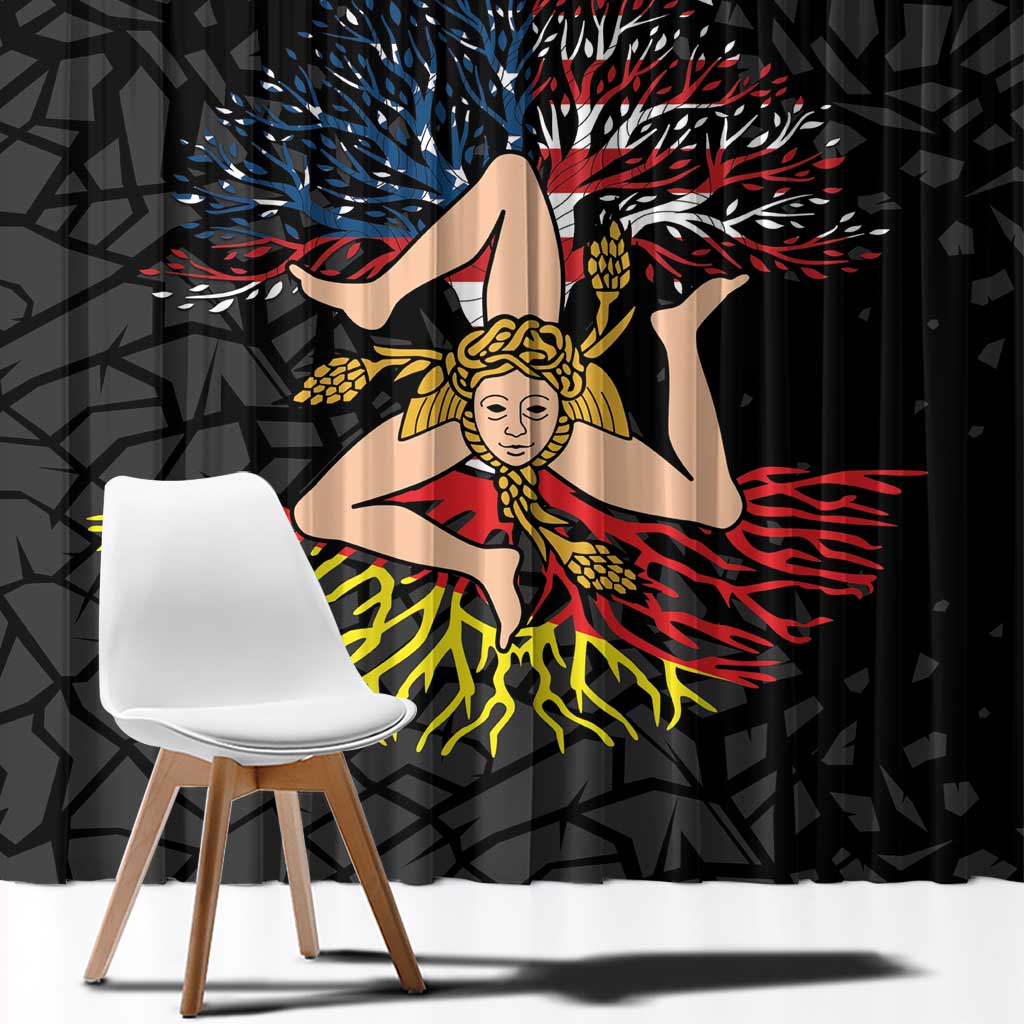 Personalized Sicilian Roots American Heritage Month Window Curtain - Wonder Print Shop