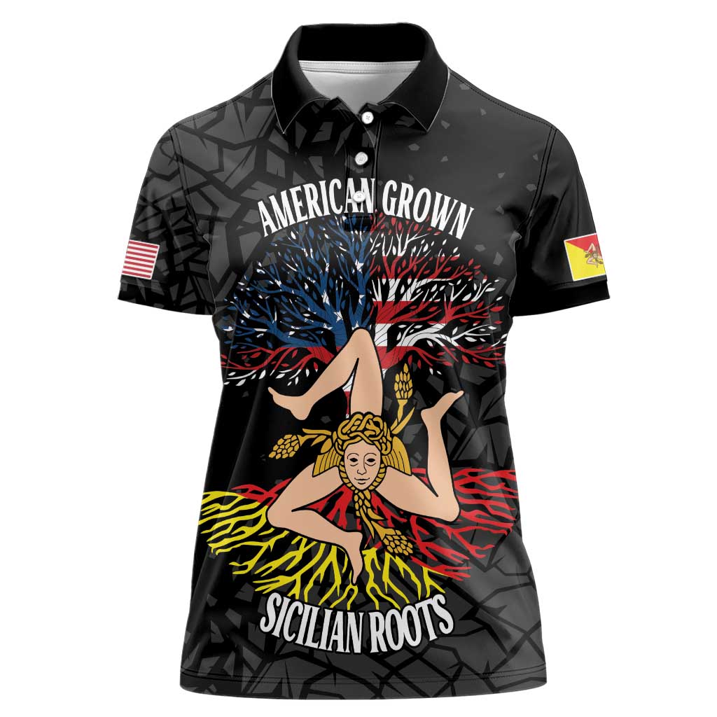 Personalized Sicilian Roots American Heritage Month Women Polo Shirt - Wonder Print Shop