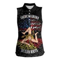 Personalized Sicilian Roots American Heritage Month Women Sleeveless Polo Shirt - Wonder Print Shop