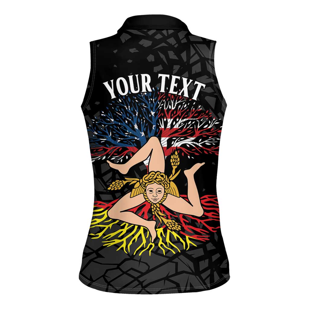 Personalized Sicilian Roots American Heritage Month Women Sleeveless Polo Shirt - Wonder Print Shop