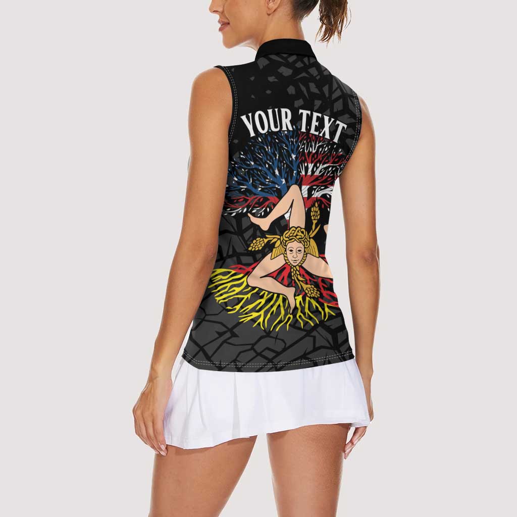 Personalized Sicilian Roots American Heritage Month Women Sleeveless Polo Shirt - Wonder Print Shop