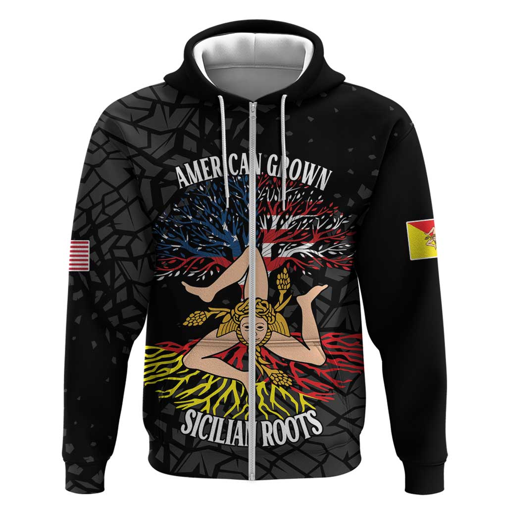Personalized Sicilian Roots American Heritage Month Zip Hoodie - Wonder Print Shop