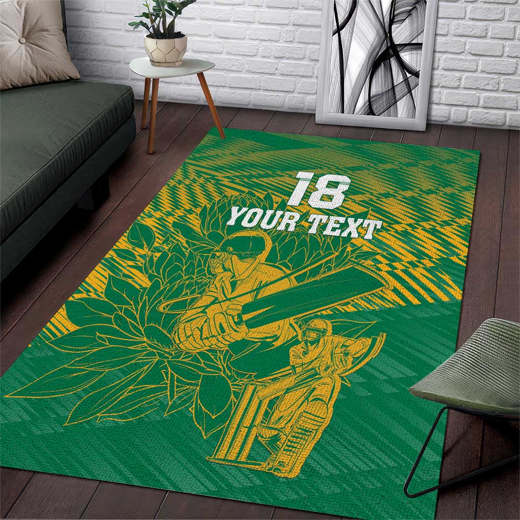 Custom Cricket South Africa Area Rug Proteas Go Champion Green Version - Wonder Print Shop