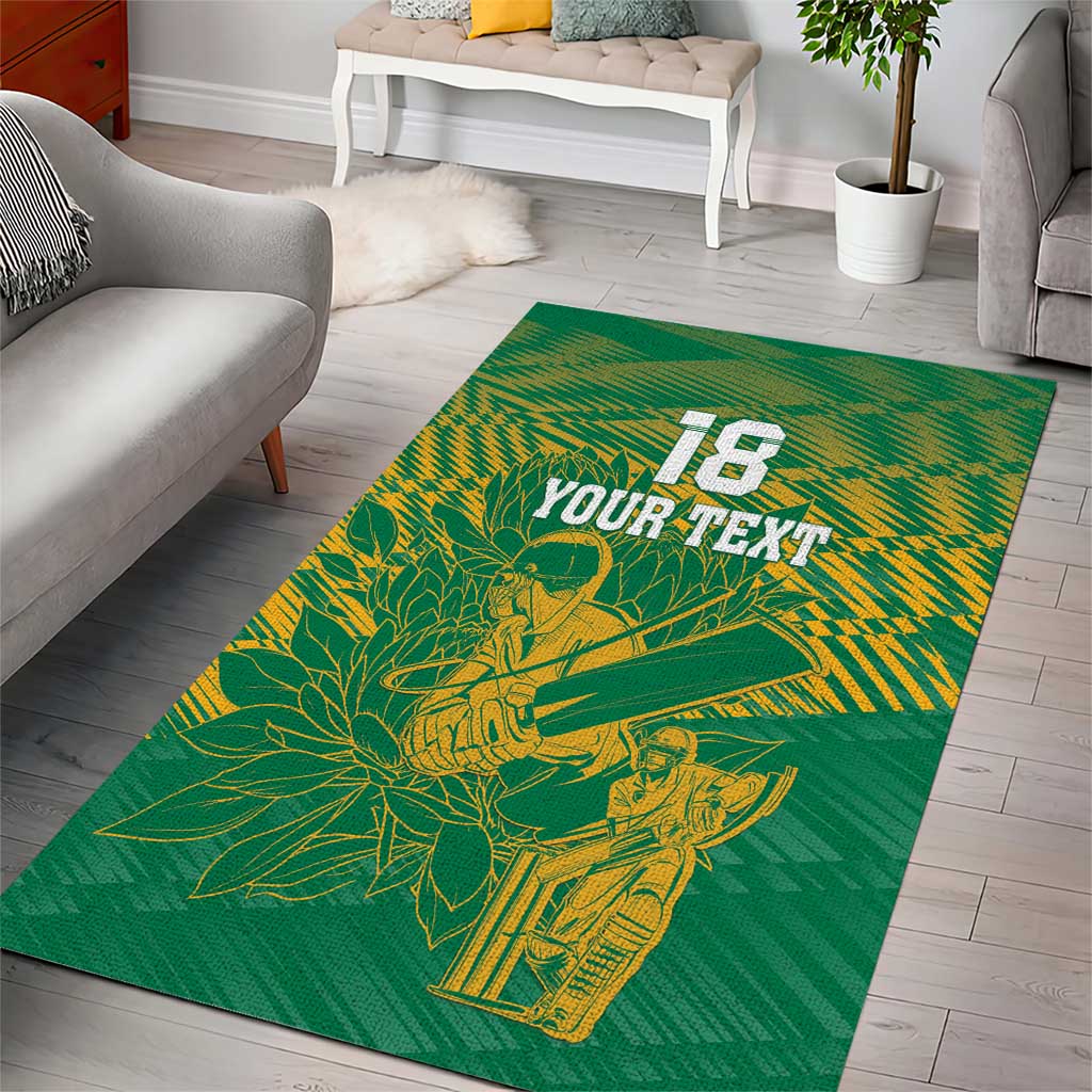 Custom Cricket South Africa Area Rug Proteas Go Champion Green Version - Wonder Print Shop