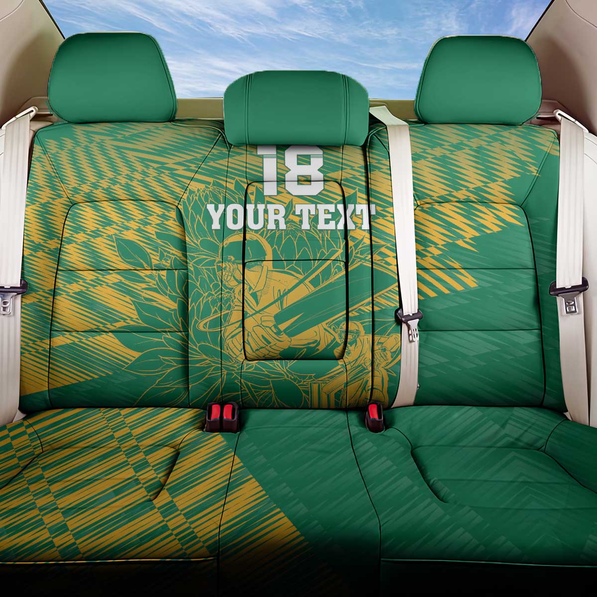 Custom Cricket South Africa Back Car Seat Cover Proteas Go Champion Green Version - Wonder Print Shop