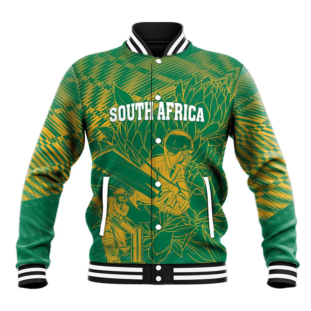 Custom Cricket South Africa Baseball Jacket Proteas Go Champion Green Version - Wonder Print Shop