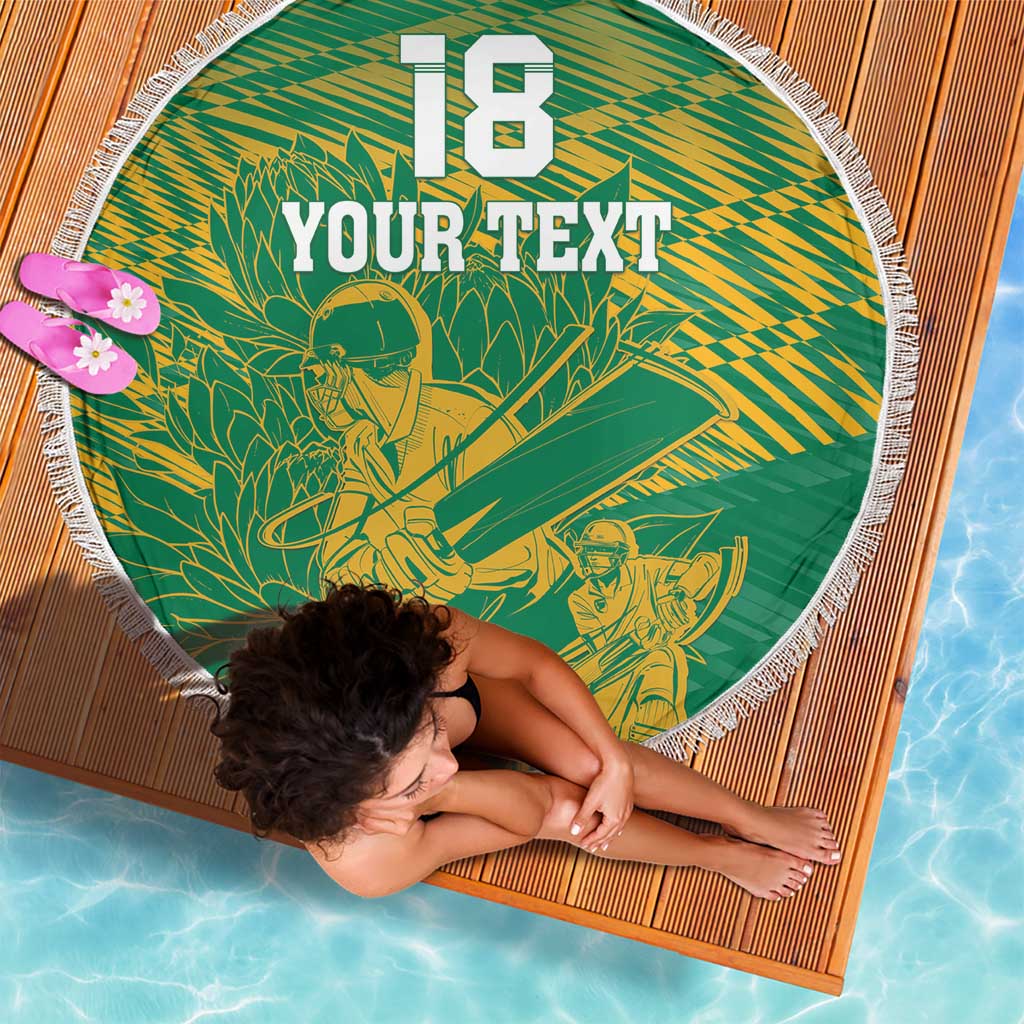 Custom Cricket South Africa Beach Blanket Proteas Go Champion Green Version - Wonder Print Shop