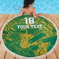 Custom Cricket South Africa Beach Blanket Proteas Go Champion Green Version - Wonder Print Shop