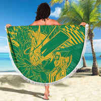 Custom Cricket South Africa Beach Blanket Proteas Go Champion Green Version - Wonder Print Shop