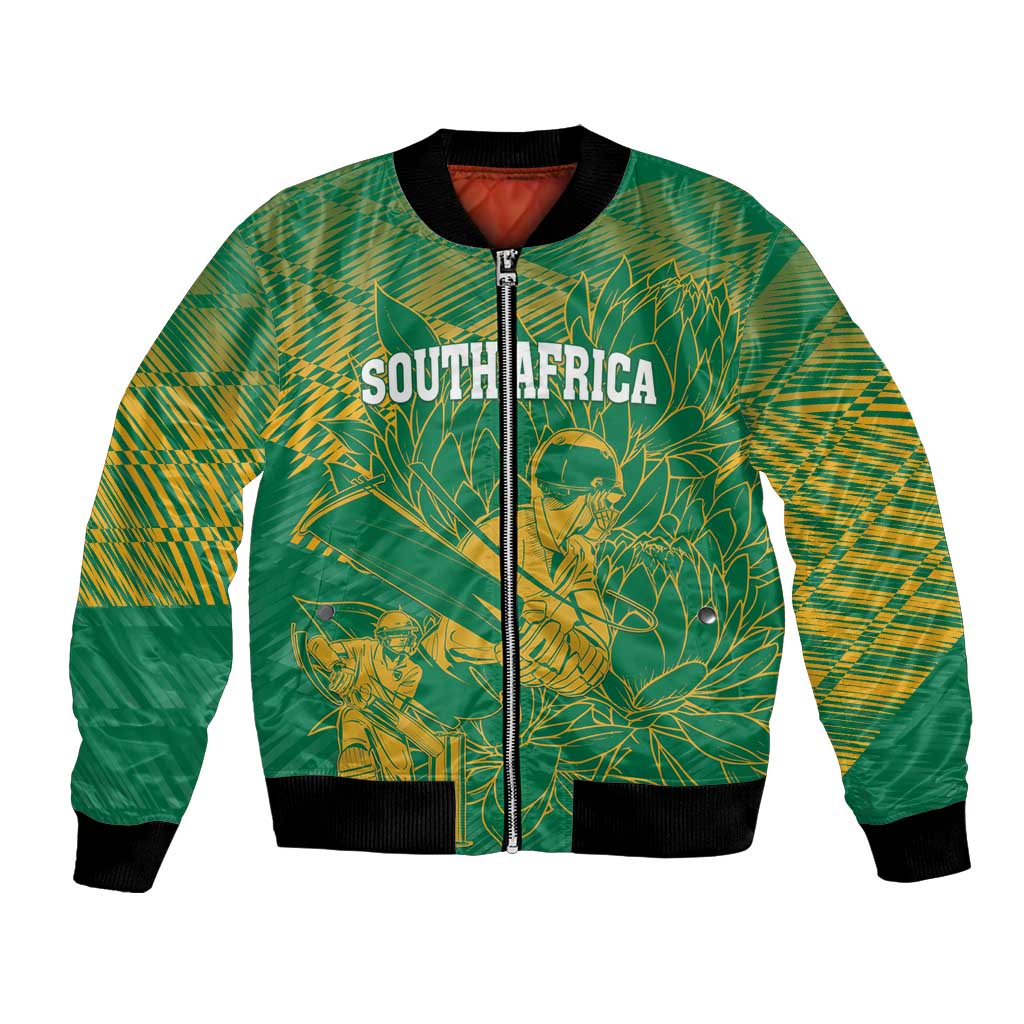 Custom Cricket South Africa Bomber Jacket Proteas Go Champion Green Version - Wonder Print Shop