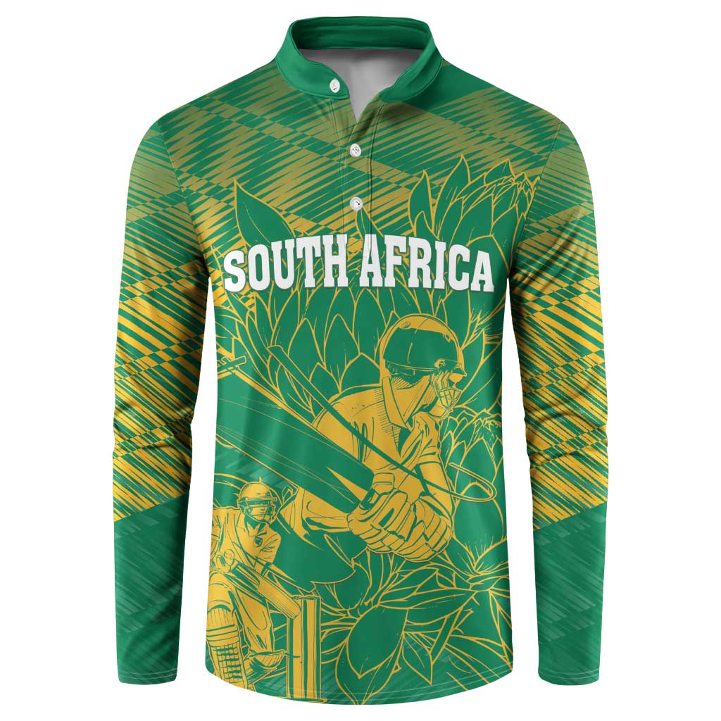 Custom Cricket South Africa Button Sweatshirt Proteas Go Champion Green Version - Wonder Print Shop