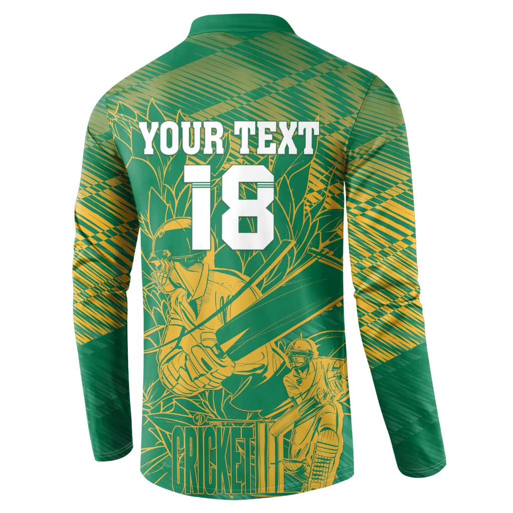 Custom Cricket South Africa Button Sweatshirt Proteas Go Champion Green Version - Wonder Print Shop