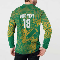 Custom Cricket South Africa Button Sweatshirt Proteas Go Champion Green Version - Wonder Print Shop