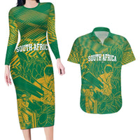 Custom Cricket South Africa Couples Matching Long Sleeve Bodycon Dress and Hawaiian Shirt Proteas Go Champion Green Version - Wonder Print Shop