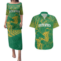 Custom Cricket South Africa Couples Matching Puletasi and Hawaiian Shirt Proteas Go Champion Green Version - Wonder Print Shop