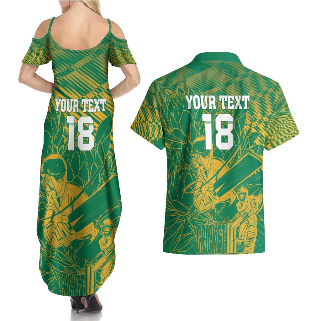 Custom Cricket South Africa Couples Matching Summer Maxi Dress and Hawaiian Shirt Proteas Go Champion Green Version - Wonder Print Shop
