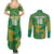 Custom Cricket South Africa Couples Matching Summer Maxi Dress and Long Sleeve Button Shirt Proteas Go Champion Green Version - Wonder Print Shop