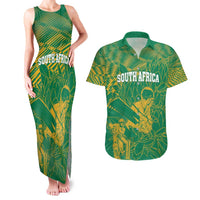Custom Cricket South Africa Couples Matching Tank Maxi Dress and Hawaiian Shirt Proteas Go Champion Green Version - Wonder Print Shop