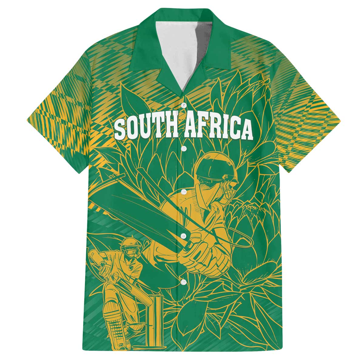 Custom Cricket South Africa Family Matching Off The Shoulder Long Sleeve Dress and Hawaiian Shirt Proteas Go Champion Green Version - Wonder Print Shop