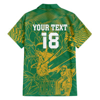 Custom Cricket South Africa Family Matching Off The Shoulder Long Sleeve Dress and Hawaiian Shirt Proteas Go Champion Green Version - Wonder Print Shop