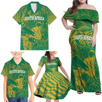 Custom Cricket South Africa Family Matching Off Shoulder Maxi Dress and Hawaiian Shirt Proteas Go Champion Green Version - Wonder Print Shop