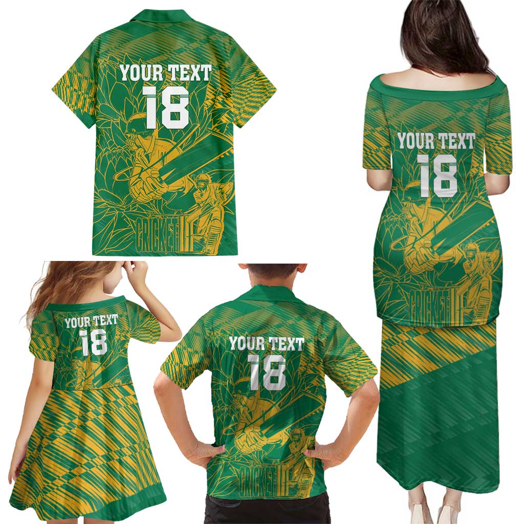 Custom Cricket South Africa Family Matching Puletasi and Hawaiian Shirt Proteas Go Champion Green Version - Wonder Print Shop