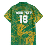 Custom Cricket South Africa Family Matching Short Sleeve Bodycon Dress and Hawaiian Shirt Proteas Go Champion Green Version - Wonder Print Shop