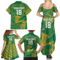 Custom Cricket South Africa Family Matching Summer Maxi Dress and Hawaiian Shirt Proteas Go Champion Green Version - Wonder Print Shop