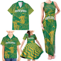 Custom Cricket South Africa Family Matching Tank Maxi Dress and Hawaiian Shirt Proteas Go Champion Green Version - Wonder Print Shop