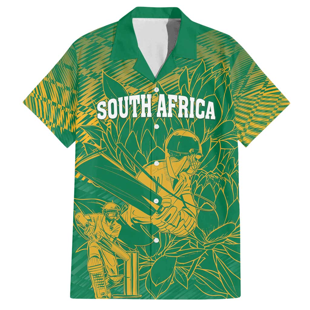 Custom Cricket South Africa Family Matching Tank Maxi Dress and Hawaiian Shirt Proteas Go Champion Green Version - Wonder Print Shop