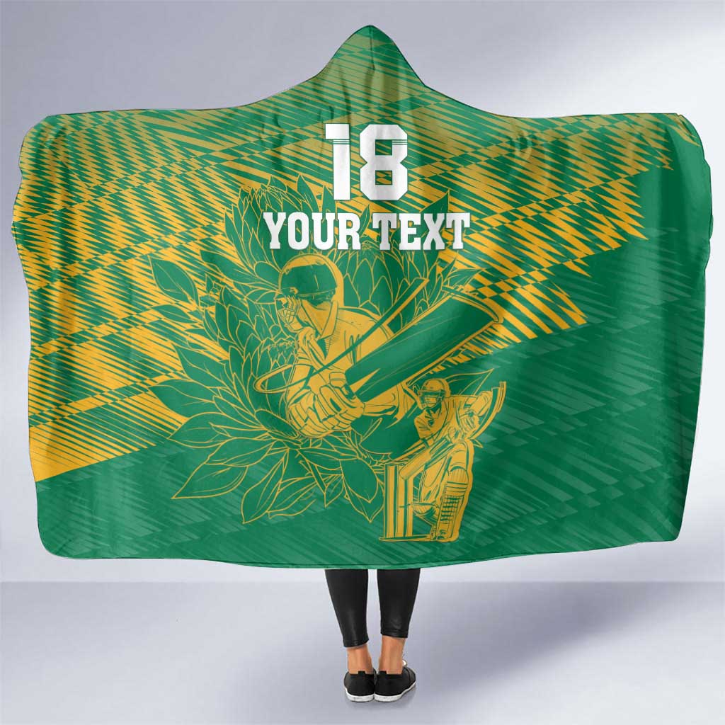 Custom Cricket South Africa Hooded Blanket Proteas Go Champion Green Version - Wonder Print Shop