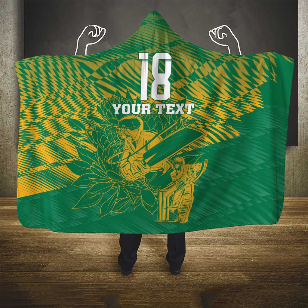Custom Cricket South Africa Hooded Blanket Proteas Go Champion Green Version - Wonder Print Shop