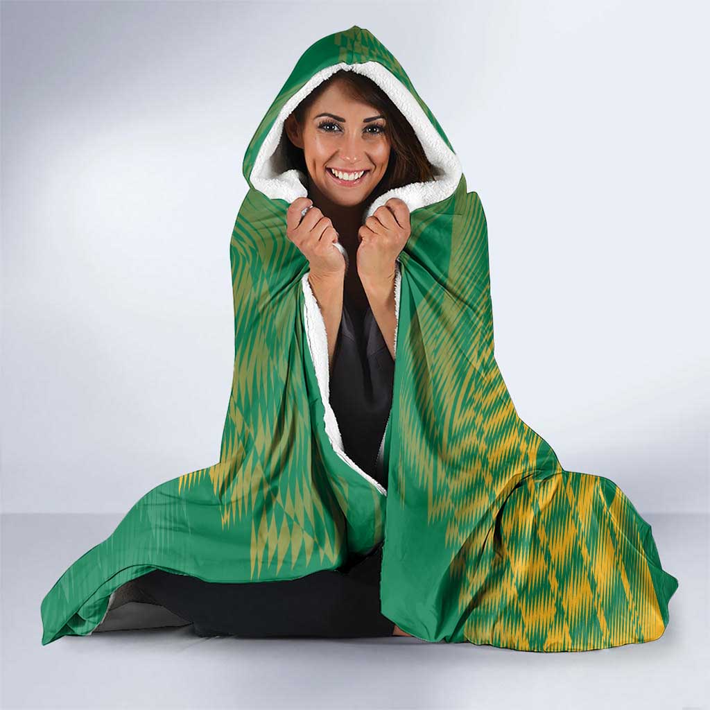 Custom Cricket South Africa Hooded Blanket Proteas Go Champion Green Version - Wonder Print Shop