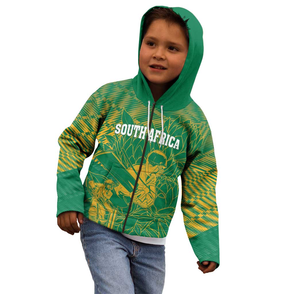 Custom Cricket South Africa Kid Hoodie Proteas Go Champion Green Version - Wonder Print Shop